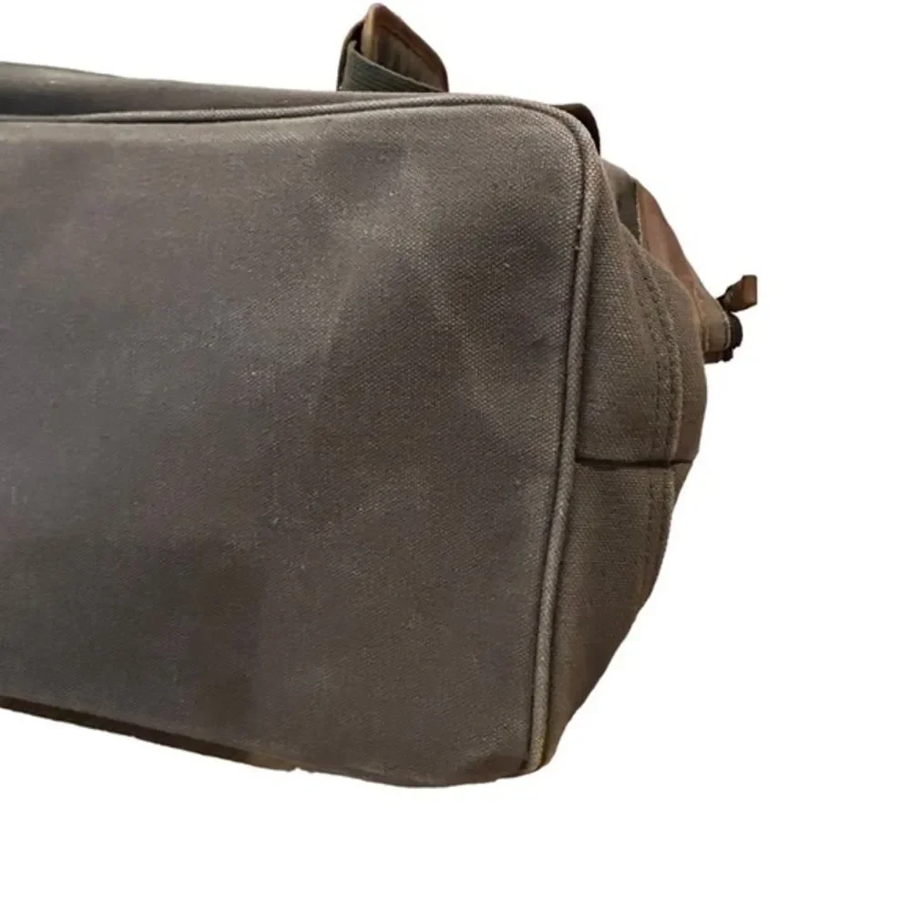 Vintage HIGH SIERRA Mens Brown Green Canvas Leather Flight Large Duffel‎ Bag
